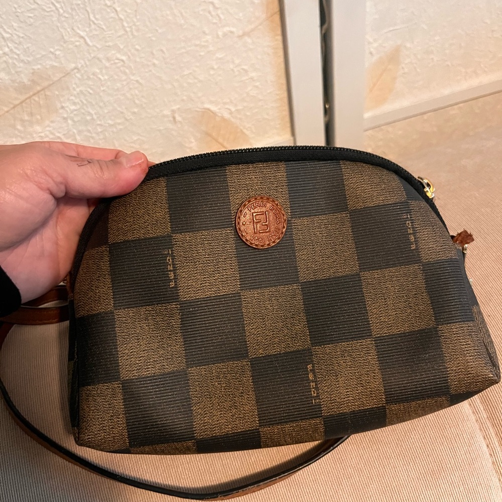 Fendi checkered mini crossbody purse